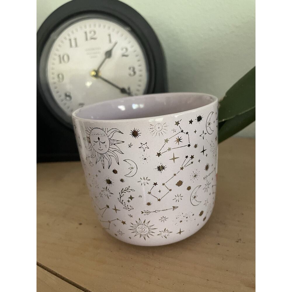 Thyme And Table Stoneware Coffee Mug Starry Mug Lavender Gold Design 16 oz